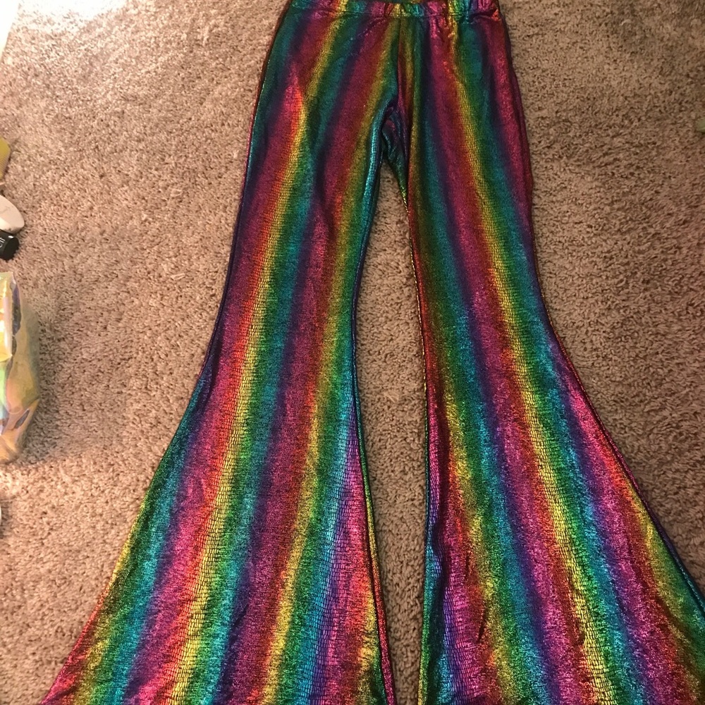 Rainbow flare leg pants